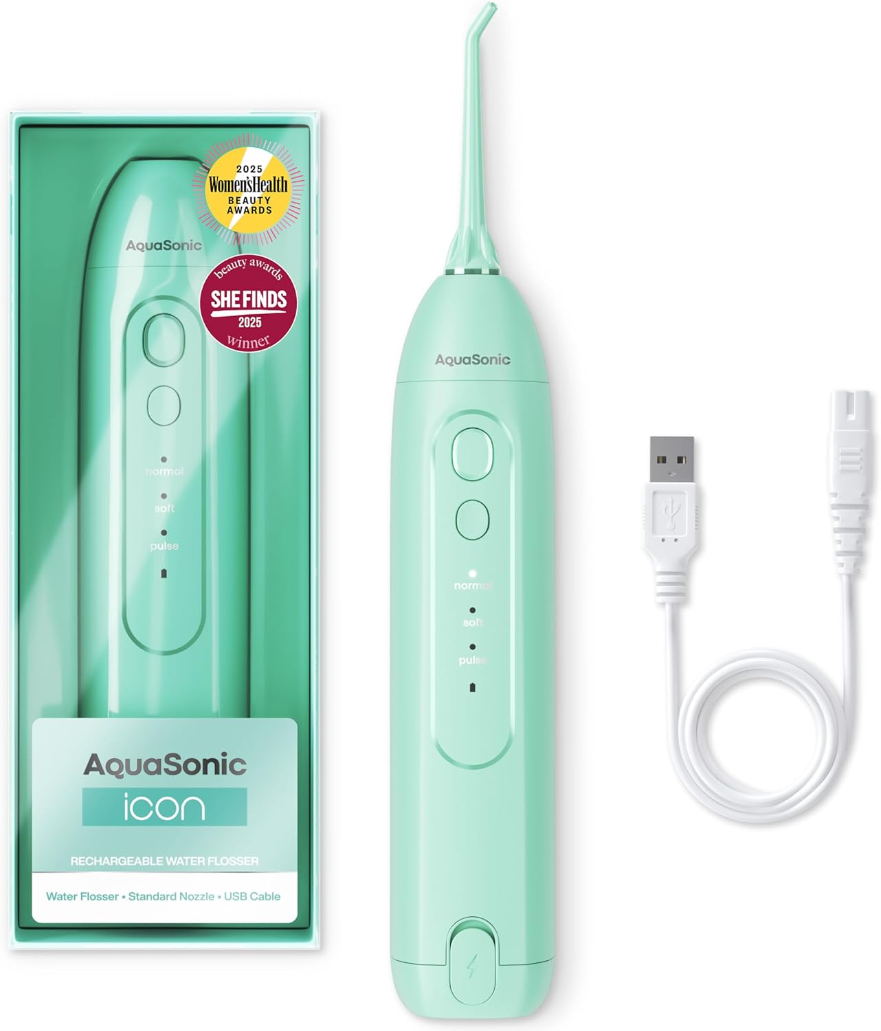 Irrigador Dental Portátil Icon – Flosser Eléctrico Recargable Inalámbrico, Resistente al Agua con 3 Modos, Punta de Chorro y Batería de Larga Duración – Ideal para Viajes, Brackets y Salud de Encías – Color Blush