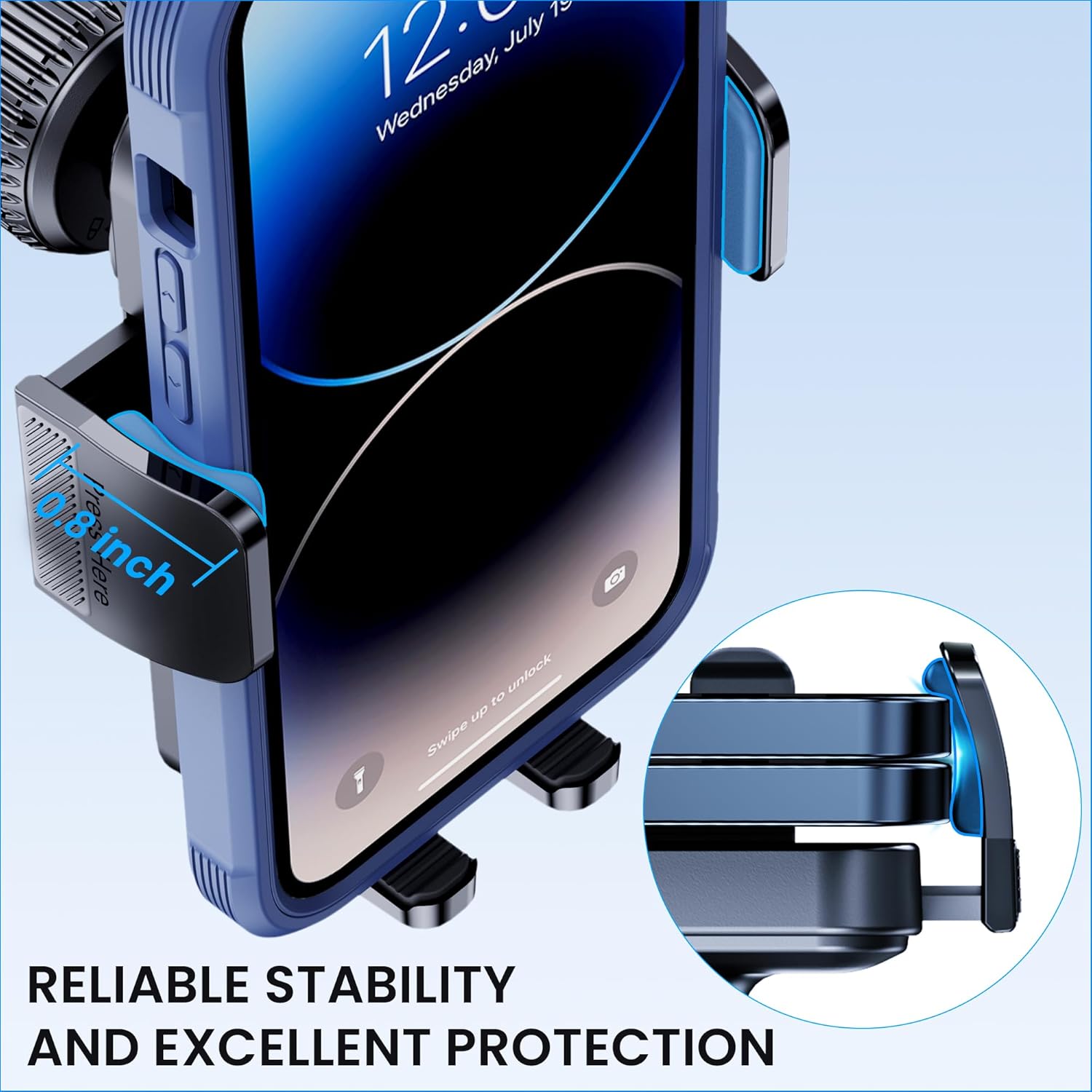 Soporte de Celular para Auto 3-en-1 GUWEZ (2025) — Ventosa Grado Militar, Tablero / Parabrisas / Rejilla | Rotación 360° & Brazo 270° | iPhone & Android (4.0″–7.1″)