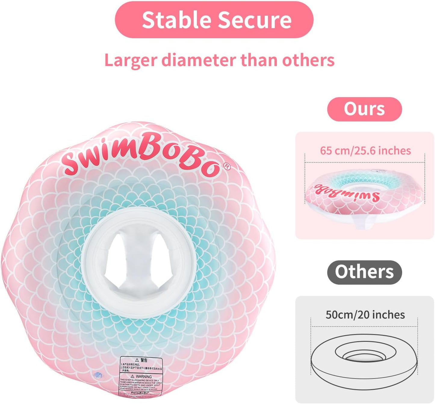 Flotador inflable de natación para bebé con asiento seguro para niños de 6 a 36 meses