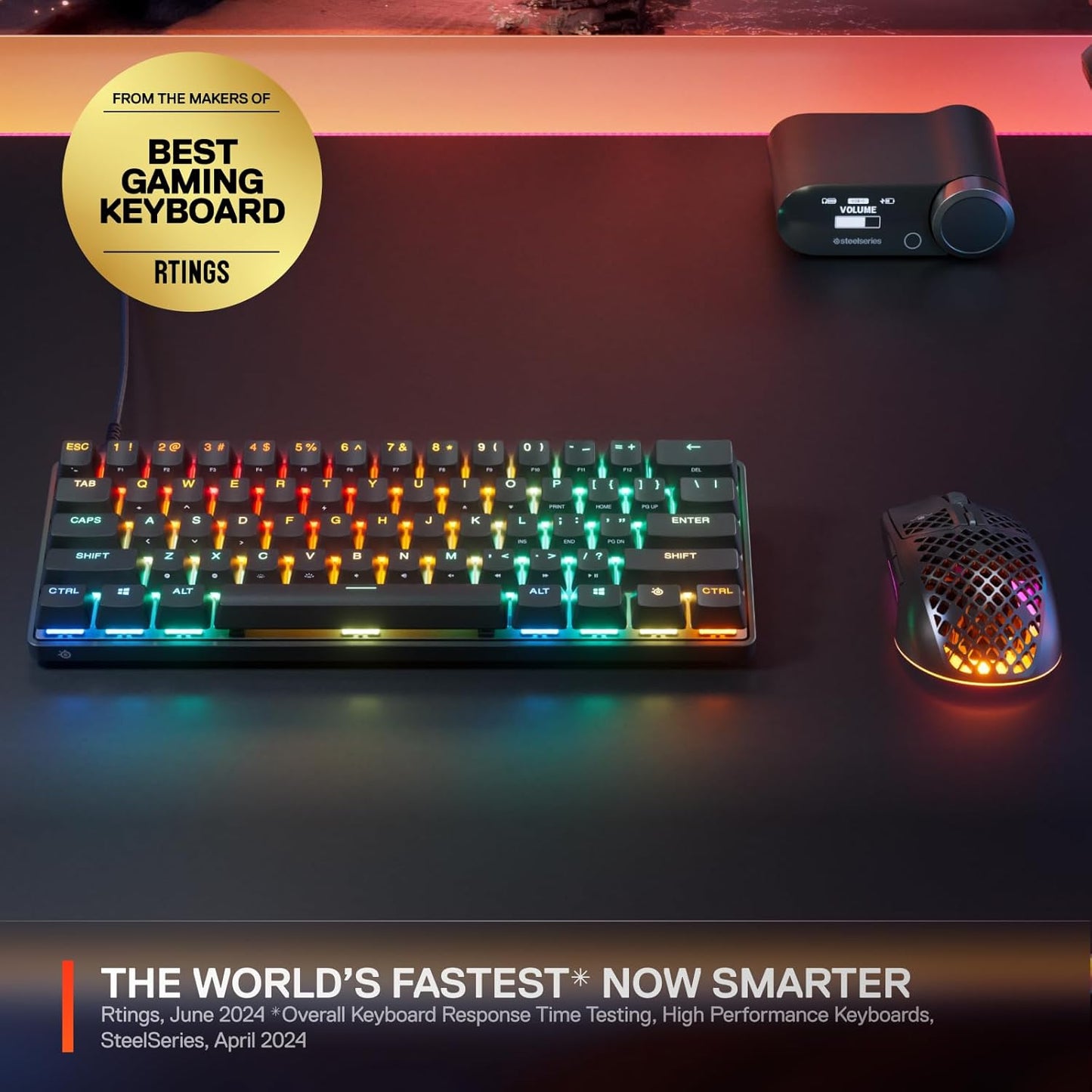 SteelSeries Apex Pro Mini Gen 3 – Teclado Gaming 60% con Switches OmniPoint 3.0 HyperMagnetic, Rapid Trigger, RGB, Keycaps PBT, USB-C
