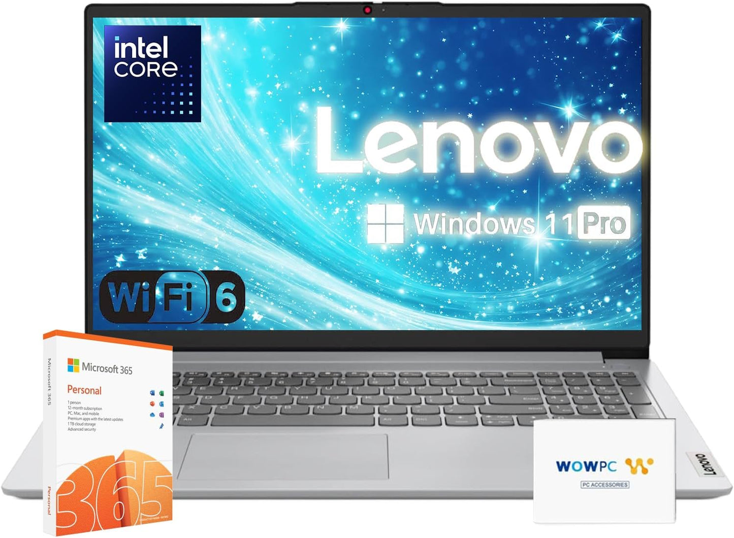 Premium Series Ideapad Laptop | Latest Model | 12GB RAM | 256GB SSD | 1 Year Office 365 W/ 1TB Cloud Storage | Intel Core | 15.6" | Numeric Keypad | Wifi 6 | Win 11 | W/Wowpc Recovery USB