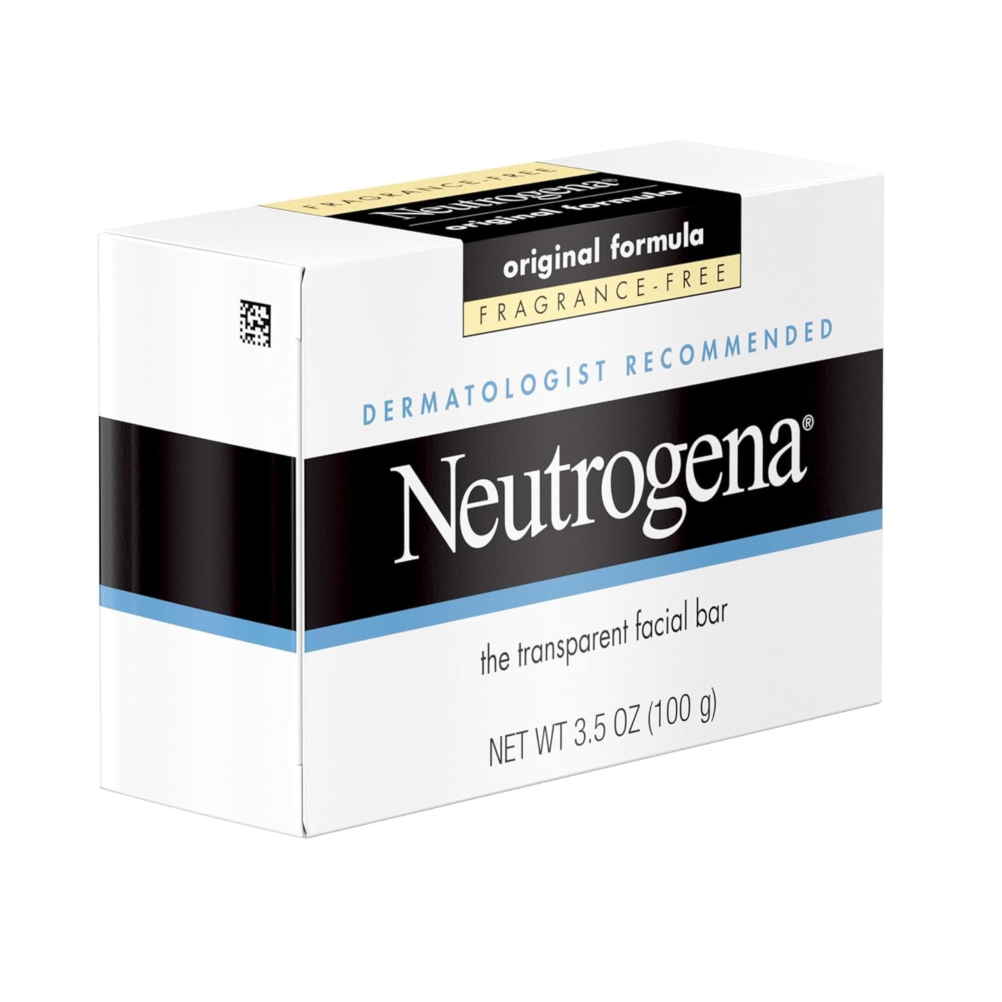 Neutrogena Original Fragrance-Free Facial Cleansing Bar with Glycerin, Pure & Transparent Gentle Face Wash Bar Soap, Free of Harsh Detergents, Dyes & Hardeners, 3.5 Oz