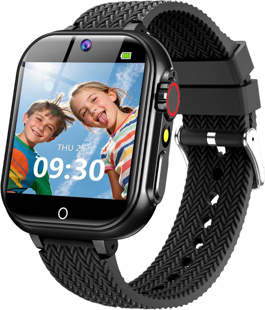 Reloj inteligente para niños | 32 juegos | Pantalla táctil | Cámara | Grabación de video/audio | Reproductor de música | Reloj despertador | Color: Negro