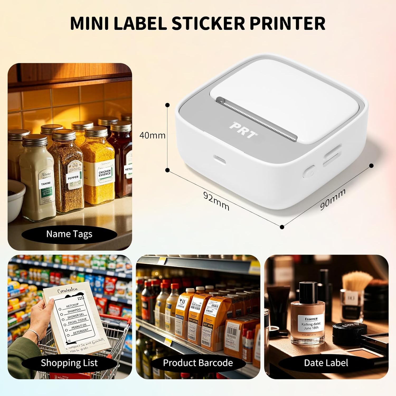 Mini impresora de calcomanías | Impresora térmica portátil sin tinta | Bluetooth | Incluye 1 rollo de papel adhesivo