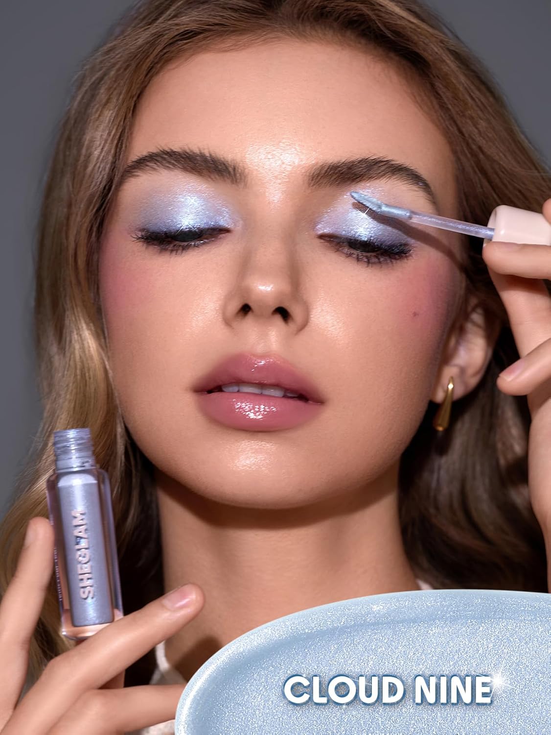 Tinte de ojos líquido larga duración | 16 horas | Sombra de ojos líquida brillante | Color de alto impacto | Color: Cloud Nine