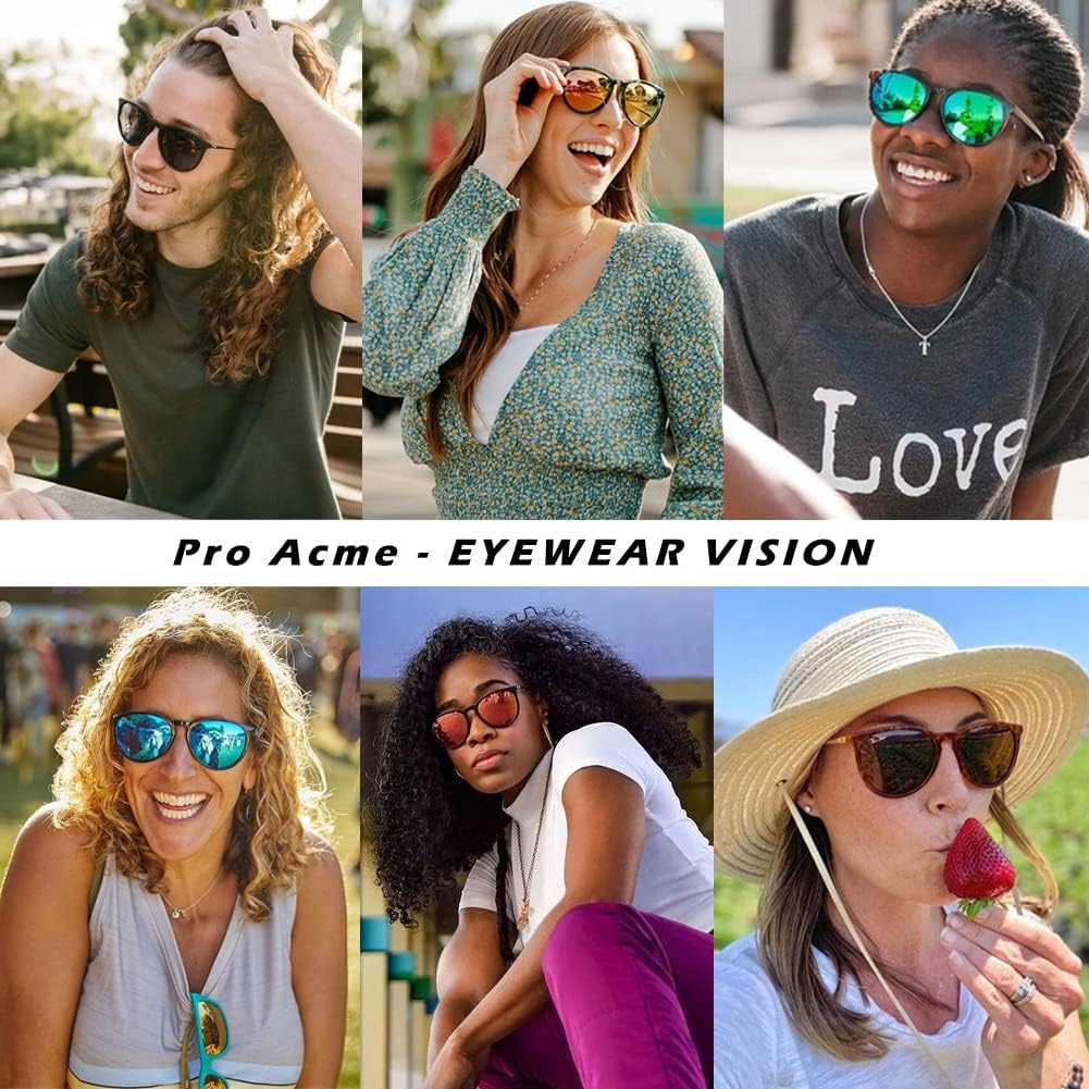 Pro Acme Polarized Sunglasses for Women Men Classic round 100% UV Protection Lightweight TR90 Unbreakable Frame Sunglasses
