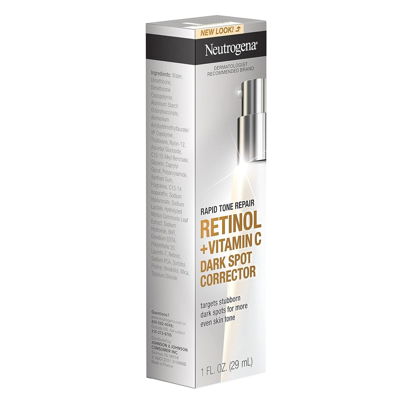 Neutrogena Reparador de Tono Retinol + Vitamina C - Corrector de manchas oscuras - Serum facial, corrector diario de manchas oscuras antiarrugas para iluminar y tonificar uniformemente, sin aceite mineral