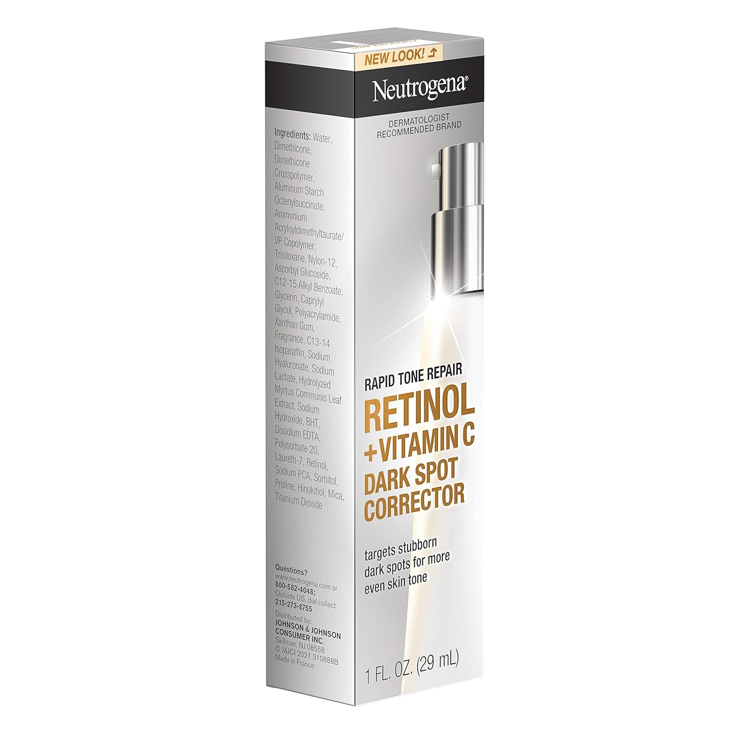 Neutrogena Reparador de Tono Retinol + Vitamina C - Corrector de manchas oscuras - Serum facial, corrector diario de manchas oscuras antiarrugas para iluminar y tonificar uniformemente, sin aceite mineral
