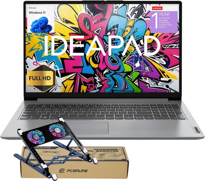 Ideapad 2025 Student Laptop, 15.6" FHD Display, Intel 4-Core CPU, 12GB RAM, 256GB SSD, Wi-Fi 6, Webcam, Windows 11, 1-Year ADP + Office 365 with 1TB Cloud, School & Home Use, W/Cooler Bundle
