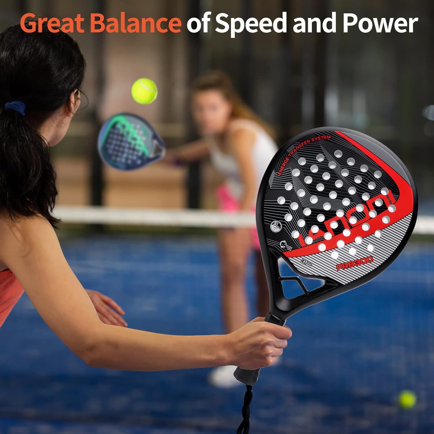 Padel Racket Carbon Fiber Surface with EVA Memory Flex Foam Core Lightweight Padel Racquet