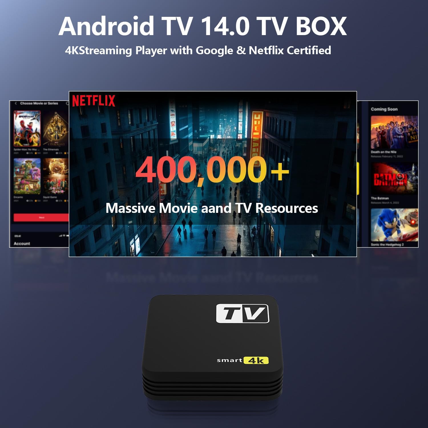 Android TV Box 4K+ | Dispositivo de Streaming HD/4K/HDR con Control Remoto, WiFi 6 Rápido, HDMI Premium y Fácil Configuración
