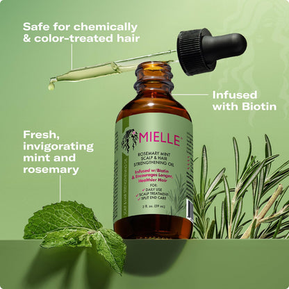 Rosemary & Mint Hair Oil | Tratamiento para Cuero Cabelludo Seco y Puntas Abiertas | Con Biotina + Aceites de Romero, Menta, Ricino, Árbol de Té, Jojoba y Coco | Fortalece, Calma e Hidrata | Apto Todo Tipo de Cabello | 59 ml