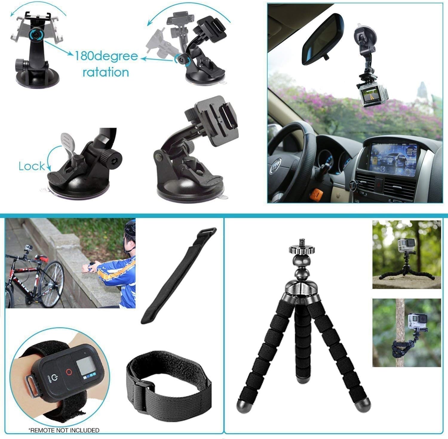 GoPro Hero Compact Waterproof Action Camera con 4K, fotos 12MP, estabilización + tarjeta 128GB, lector de tarjetas y kit de 50 accesorios – Bundle completo