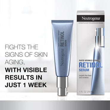 Neutrogena Serum para reparación rápida de arrugas, para rostro con Retinol y Acido Hialurónico