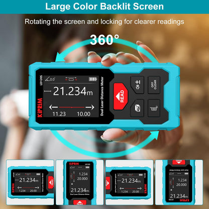 Medidor Láser Dual LD120S, 120M / 393ft de Alcance, Nivel Electrónico, Función Pitagórica, Medición Precisa ±2mm – Construcción, DIY y Renovación del Hogar