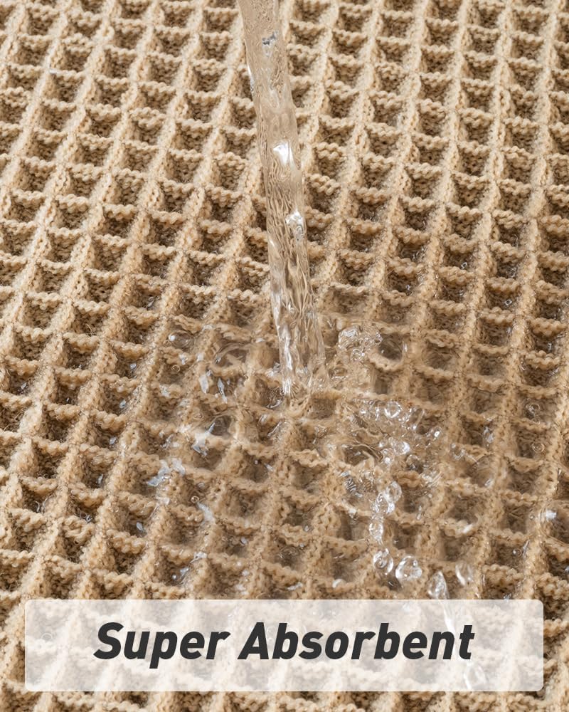 Alfombra de baño de punto gofre | Ultrasuave | Superabsorbente | Base de goma antideslizante | Lavable a máquina | 17" x 24" | Color marrón