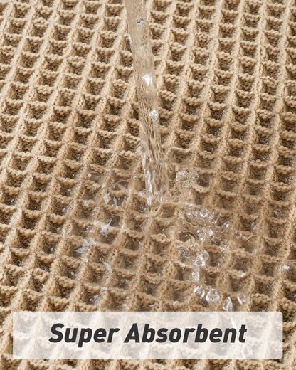 Alfombra de baño de punto gofre | Ultrasuave | Superabsorbente | Base de goma antideslizante | Lavable a máquina | 17" x 24" | Color marrón