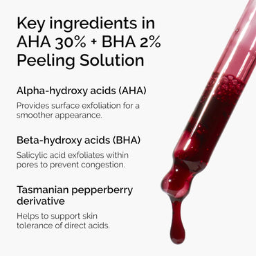 The Ordinary AHA 30% + BHA 2% Peeling Solution | Exfoliante Avanzado con Ácidos – Piel Más Luminosa y Suave – 30 ml