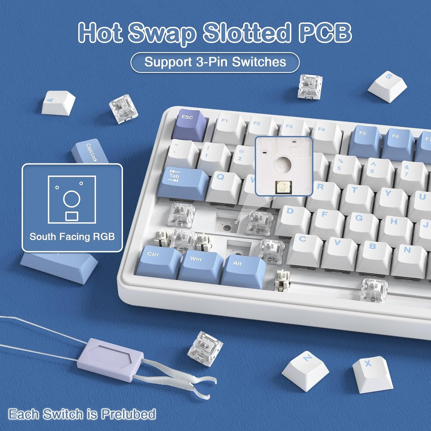 Teclado mecánico inalámbrico para juegos con perilla intercambiable | ATTACK SHARK X85 | Color: Blanco