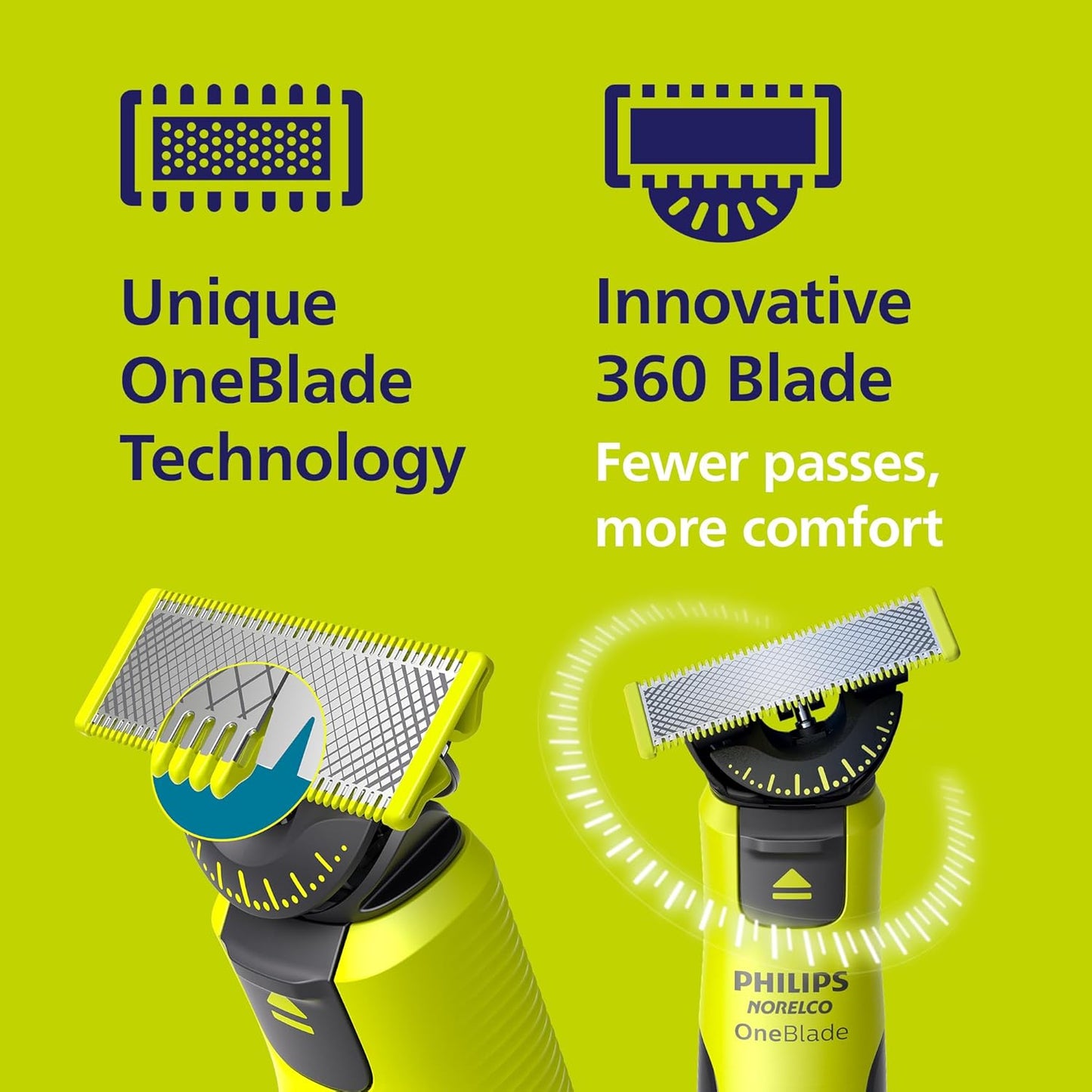 Philips Norelco OneBlade 360 con Conectividad QP4530/90 — Recortadora y Afeitadora Facial, Cuchilla 360, Peine 5-en-1 (1–5 mm), USB, 60 min, Uso Húmedo/Seco