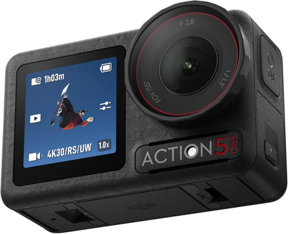 DJI Osmo Action 5 Pro Essential Combo – Cámara de acción 4K/120fps con sensor de 1/1.3", doble pantalla OLED, HorizonSteady 360° y audio profesional para deportes, vlogging y grabaciones en movimiento