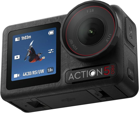 DJI Osmo Action 5 Pro Essential Combo – Cámara de acción 4K/120fps con sensor de 1/1.3", doble pantalla OLED, HorizonSteady 360° y audio profesional para deportes, vlogging y grabaciones en movimiento