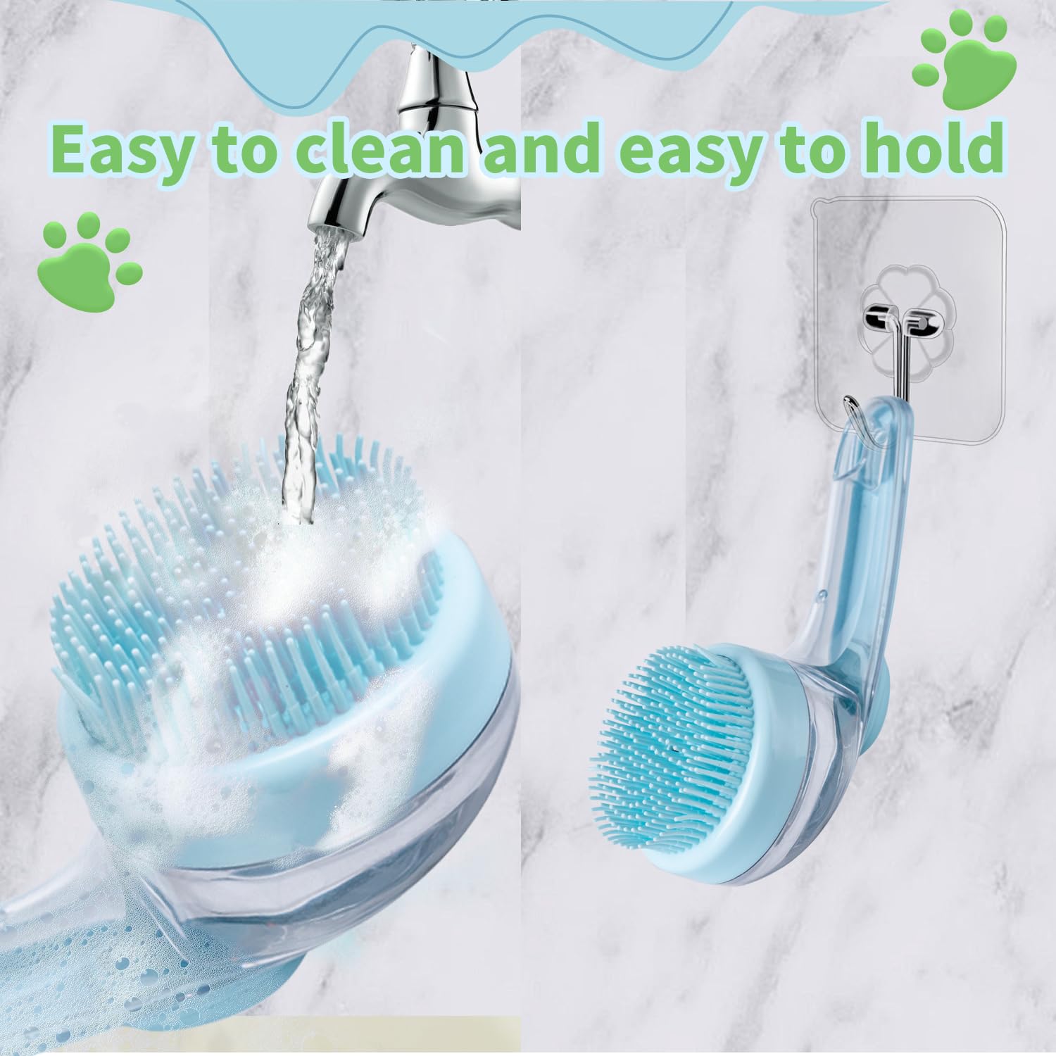 Set de Baño para Mascotas 6 Piezas | Cepillo con Dispensador de Shampoo, Cepillo de Barbilla para Gatos, Cepillo de Dientes y Guante de Masaje Ajustable