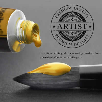 Kit de pintura acrílica | 24 Pinturas acrílicas + 8 pinceles + 1 bloc de hojas + paleta | Para niños y adultos