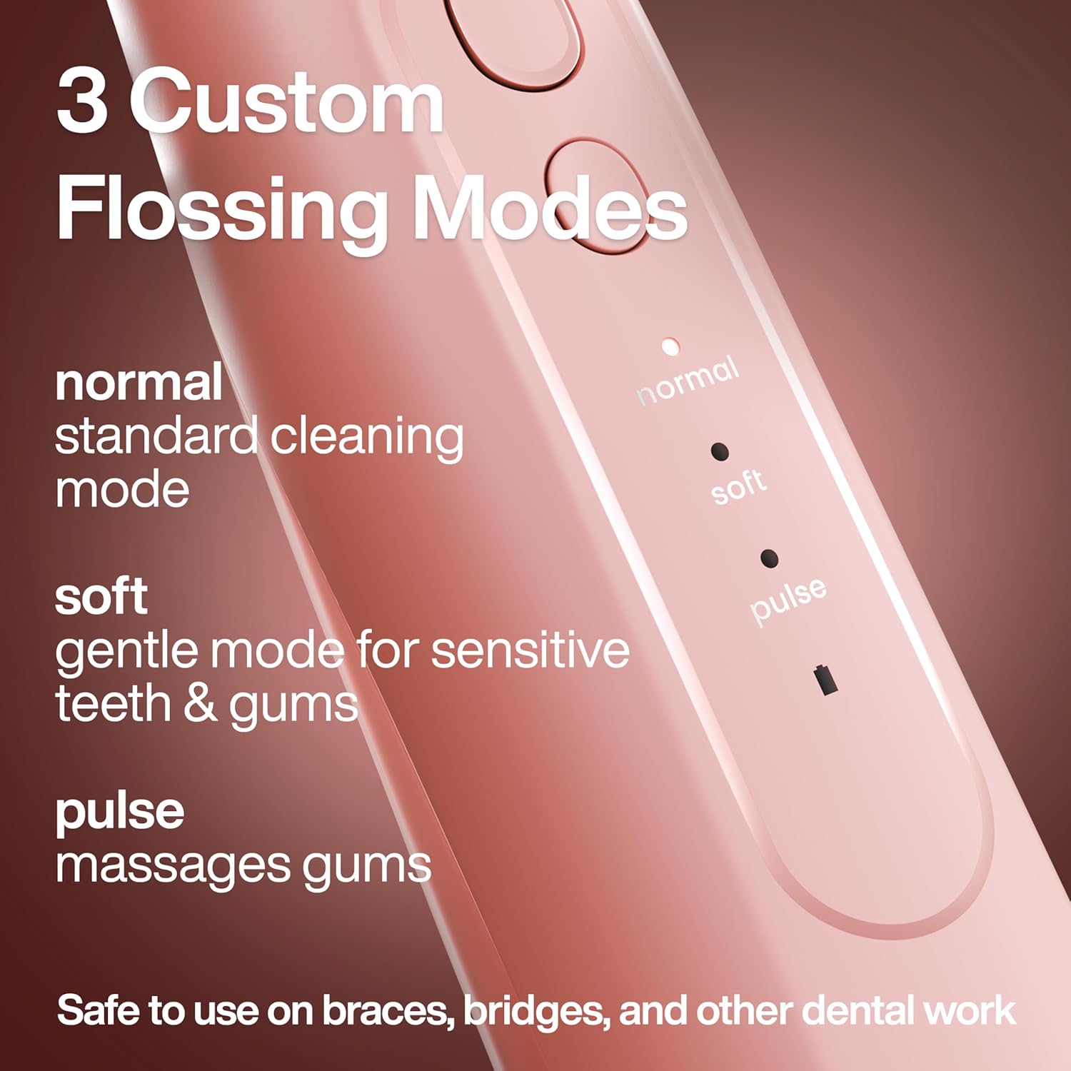 Irrigador Dental Portátil Icon – Flosser Eléctrico Recargable Inalámbrico, Resistente al Agua con 3 Modos, Punta de Chorro y Batería de Larga Duración – Ideal para Viajes, Brackets y Salud de Encías – Color Blush