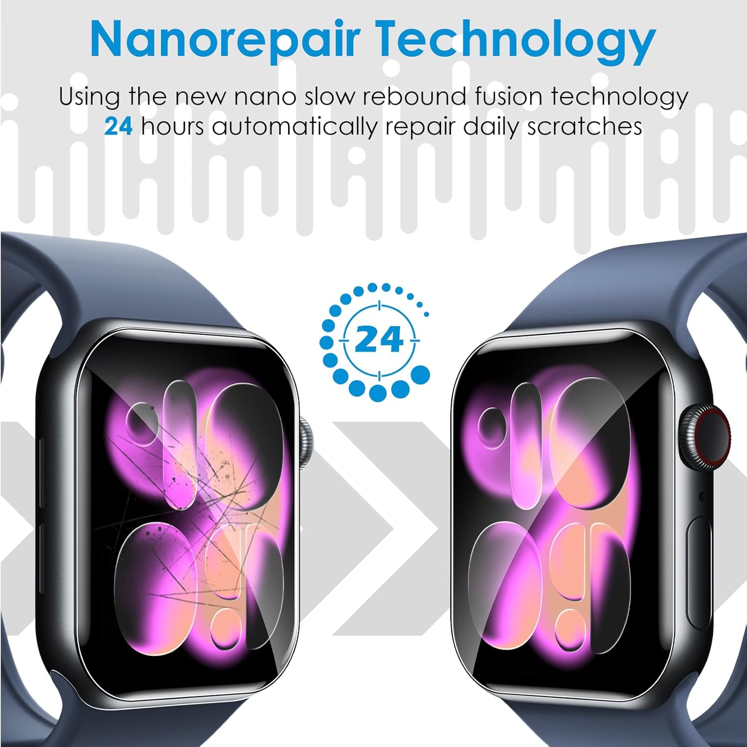 Paquete de 8 protectores de pantalla para Apple Watch | Series 11/10 de 1.654 pulgadas (1.654 in) | TPU suave | No es de vidrio | Sin burbujas | Protección contra rayas y golpes