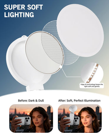 Luz de teléfono suave de 3 colores con clip | Luz de anillo portátil Recargable para iPhone computadora, celulares