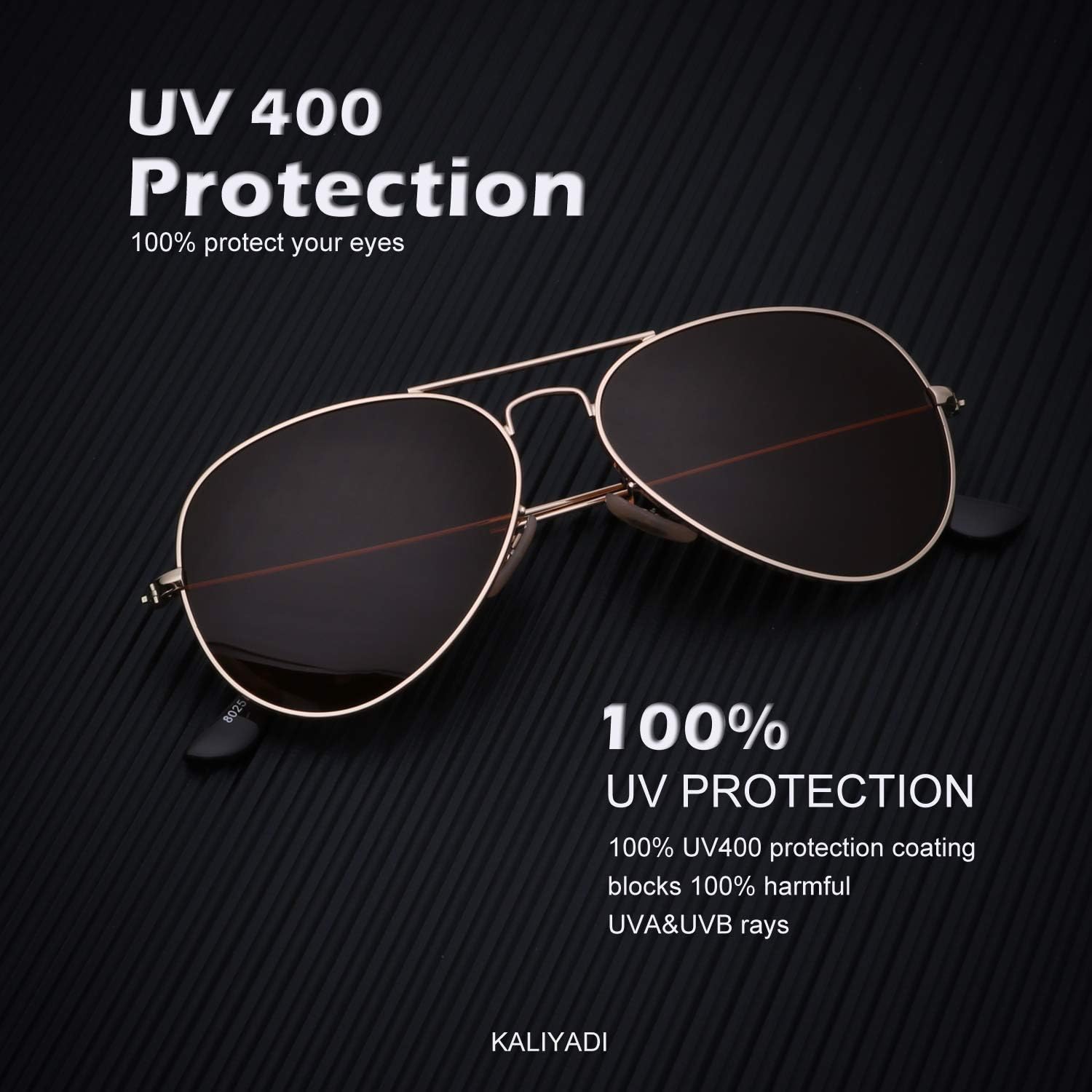 KALIYADI - Lentes de sol clásicos estilo aviador para hombres y mujeres, lentes de sol para conducir, lentes polarizados, con bloqueo de luz ultravioleta