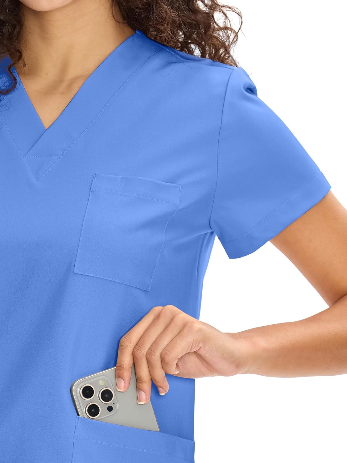 Set Uniforme Médico | Camiseta con Cuello en V y Pantalones de Pierna Recta con Bolsillos | Ropa de Trabajo Unisex | Color: Azul Ceil