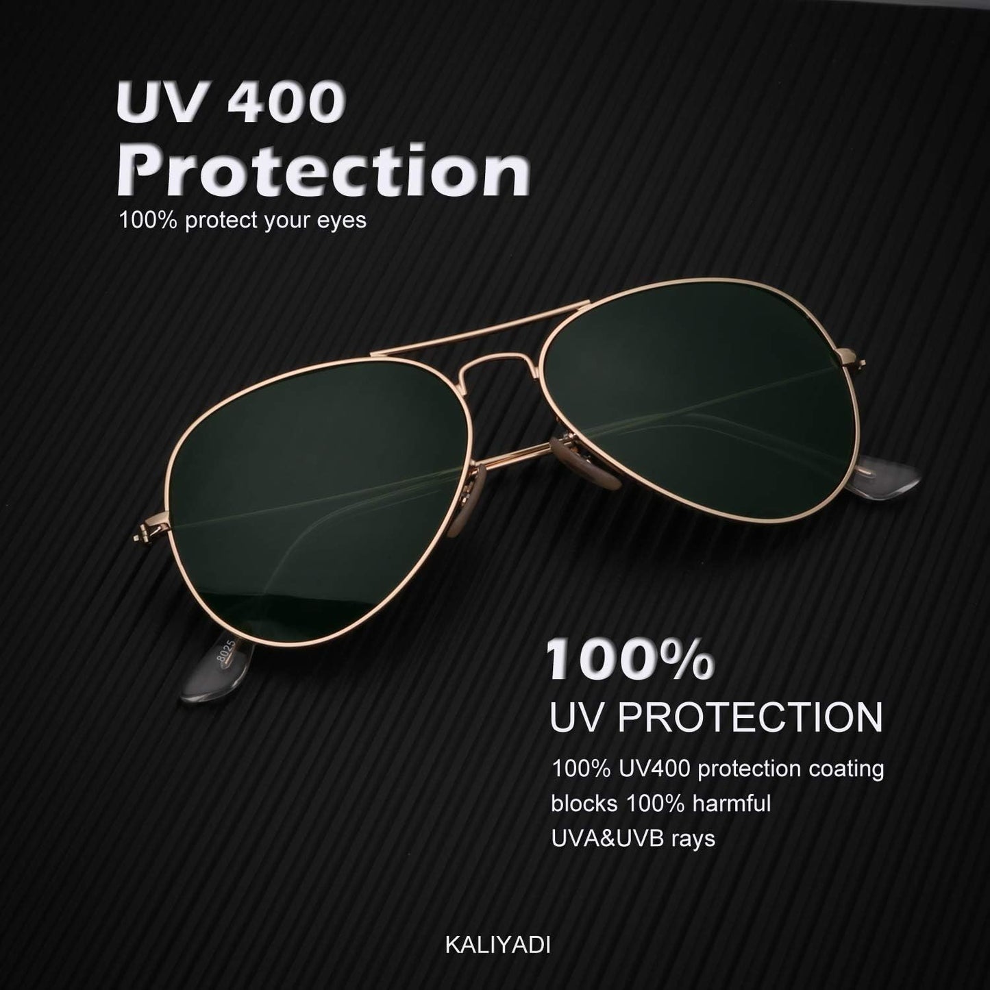 KALIYADI - Lentes de sol clásicos estilo aviador para hombres y mujeres, lentes de sol para conducir, lentes polarizados, con bloqueo de luz ultravioleta