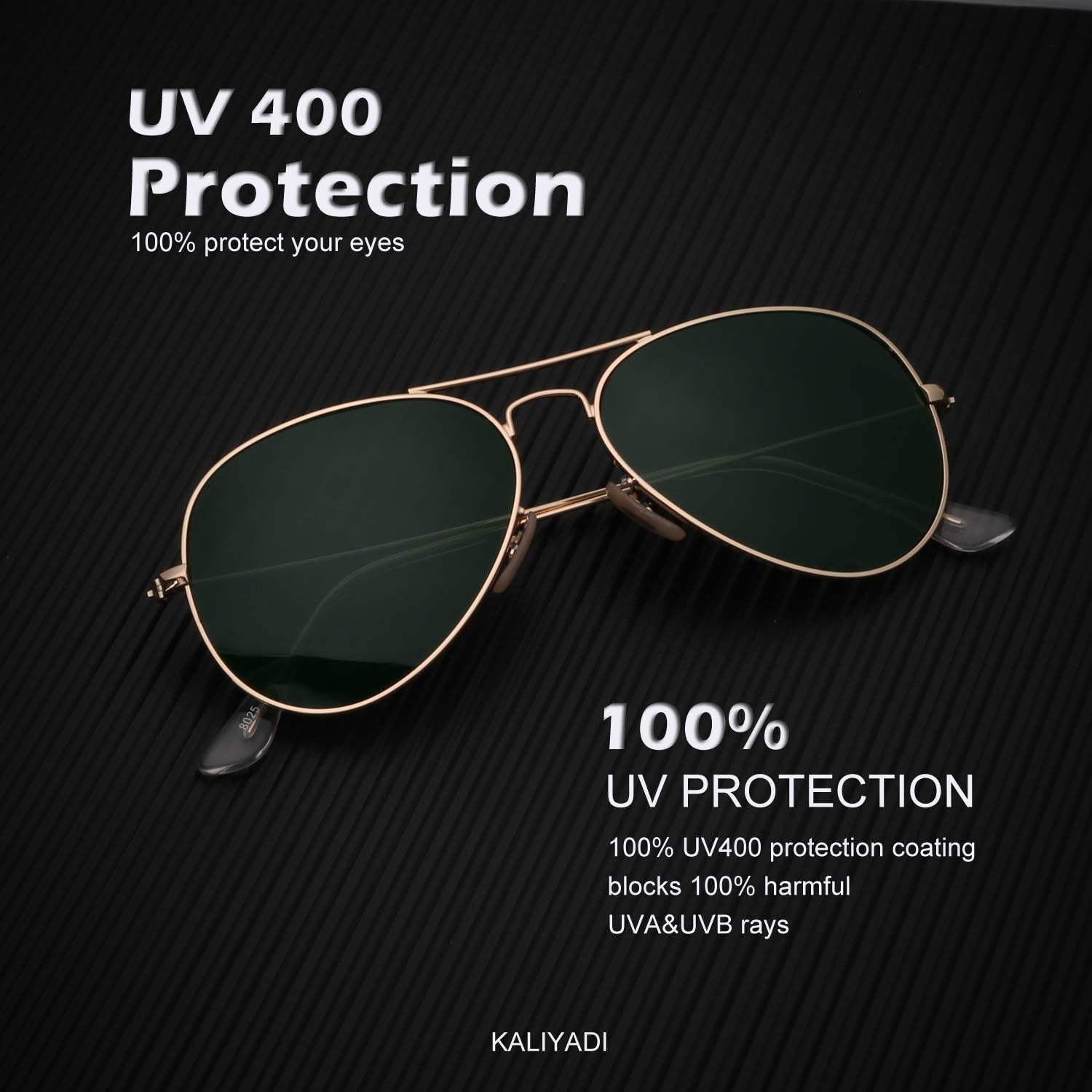 KALIYADI - Lentes de sol clásicos estilo aviador para hombres y mujeres, lentes de sol para conducir, lentes polarizados, con bloqueo de luz ultravioleta