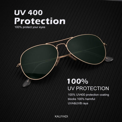 KALIYADI - Lentes de sol clásicos estilo aviador para hombres y mujeres, lentes de sol para conducir, lentes polarizados, con bloqueo de luz ultravioleta