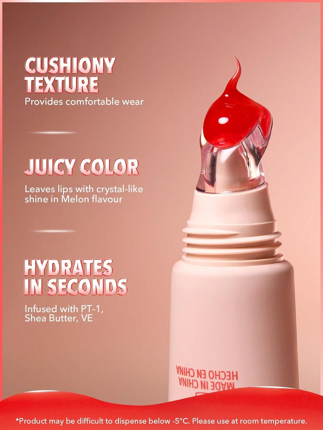 Brillo de labios hidratante | Larga duración | Impermeable | Para rellenar labios | Color: Melon Pop