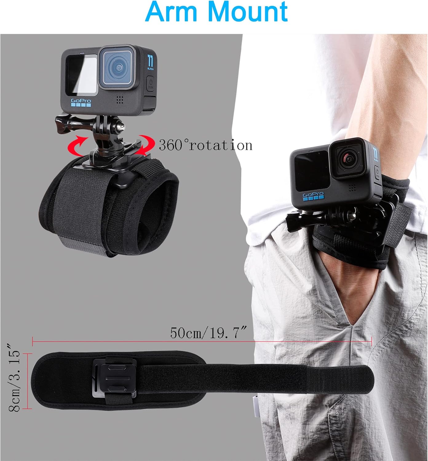 Kit de Accesorios con Quick Release para GoPro Hero 13/12/11/10/9/8/7/6/5/4 — Arnés de Pecho + Cinta de Cabeza + Clip de Mochila + Correa de Muñeca 360°