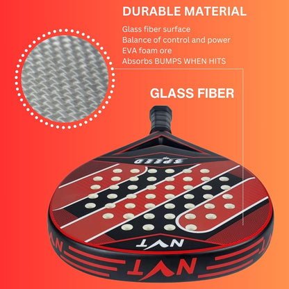 Paleta de pádel | Fibra de carbono | diseño ligero con agarre cómodo | Cabeza híbrida de fibra de vidrio y fibra de carbono