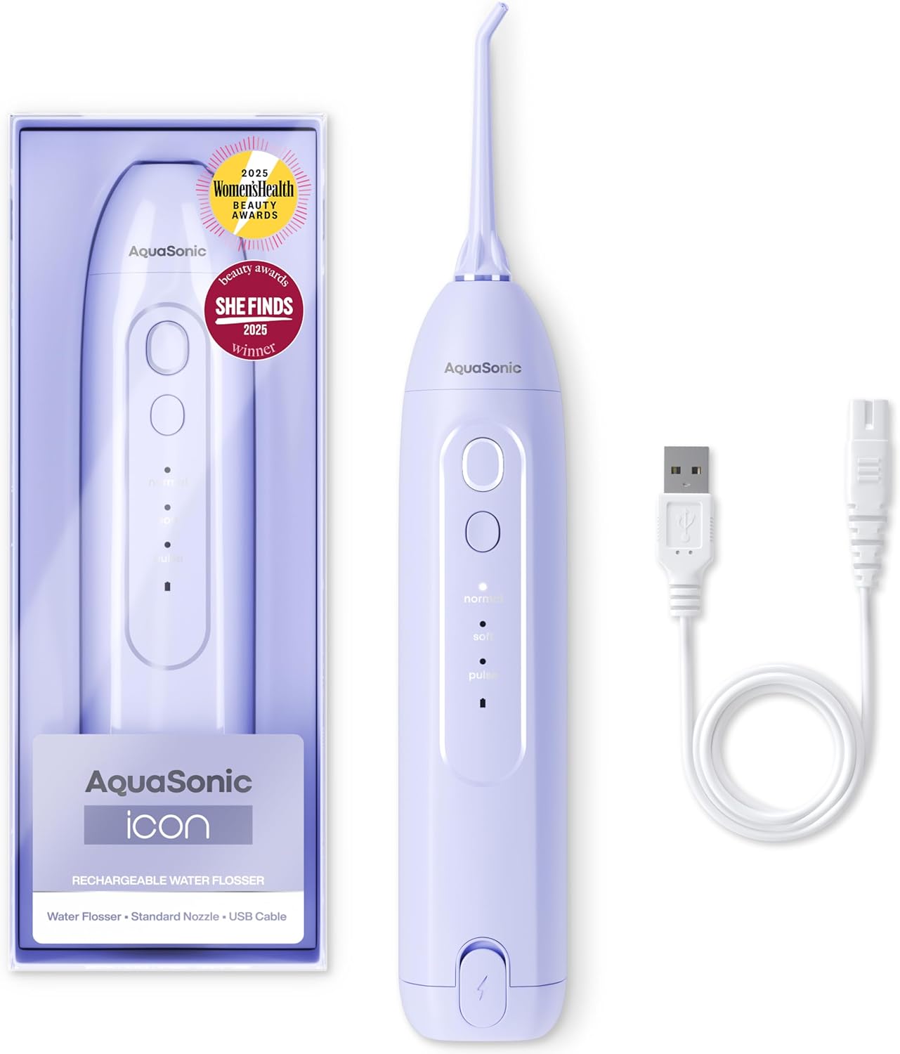 Irrigador Dental Portátil Icon – Flosser Eléctrico Recargable Inalámbrico, Resistente al Agua con 3 Modos, Punta de Chorro y Batería de Larga Duración – Ideal para Viajes, Brackets y Salud de Encías – Color Blush