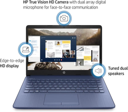 Laptop Azul pantalla HD de 14 pulgadas | 16 GB de RAM | 64 GB eMMC | Intel Quad-Core N4120 | Cámara web | Windows 11 Home