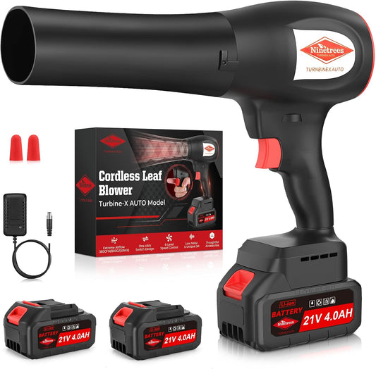 Soplador de hojas inalámbrico de mano | 2 baterías de 4000 mAh | 6 velocidades