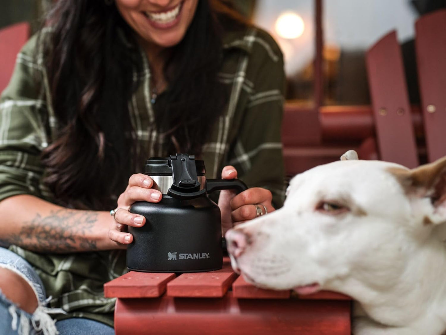 Tough-To-Tip Admiral'S Mug 20 Oz | Twist-On Flip Open Lid | Wide Body with Non-Skid Rubber Base | Insulated Stainless Steel Coffee Cup | Bpa-Free | Hammertone Green