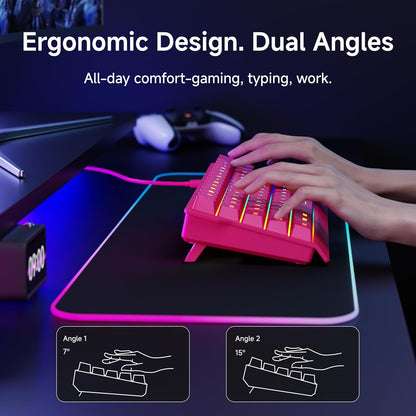 Teclado con cable al 60% | Retroiluminado RGB | Con teclas PBT | Diseño compacto | Con cable con cordón para Mac/Win | Color: Fucsia