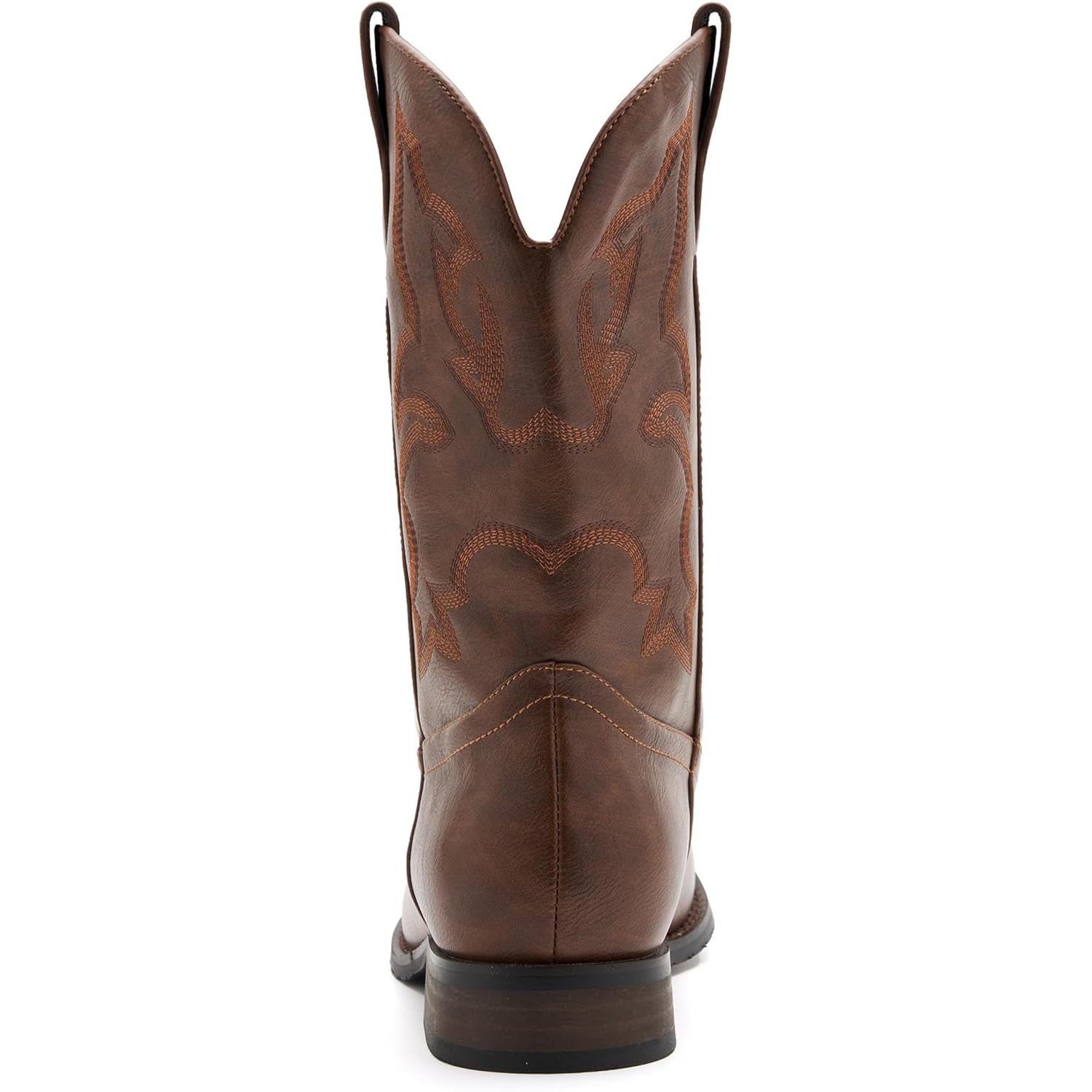 Botas vaqueras clásicas bordadas para hombre | Botas occidentales antideslizantes con punta cuadrada y tacón grueso