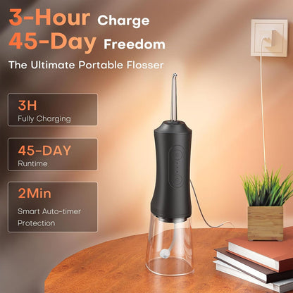 Irrigador Dental Portátil 300ML | Water Flosser Recargable IPX7 | Limpieza Profunda, 3 Modos, 45 Días de Batería | Uso en Casa y Viaje