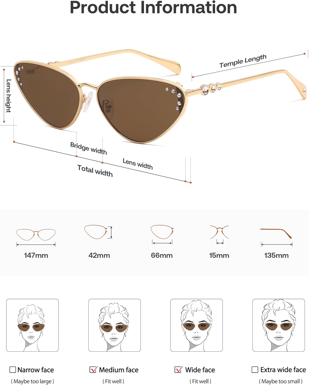 Lentes de Sol Retro Cat Eye SOJOS SJ1241 para Mujer, Estilo Estrecho Trendy, Detalles Brillantes, Protección UV400