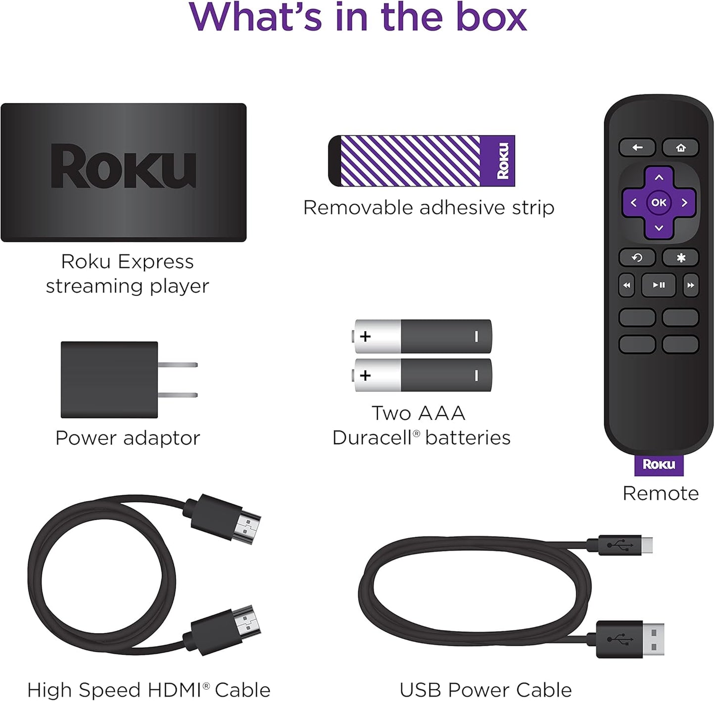 Roku Express | Reproductor de Streaming HD con Control Remoto Simple, HDMI Incluido, TV en Vivo & Gratuita, Compatible con Alexa, Google & Siri