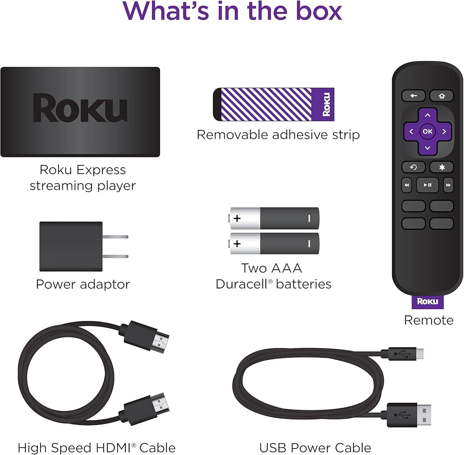 Roku Express | Reproductor de Streaming HD con Control Remoto Simple, HDMI Incluido, TV en Vivo & Gratuita, Compatible con Alexa, Google & Siri