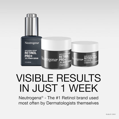 Neutrogena Retinol Pro+ Crema hidratante de noche antiarrugas, reparación rápida de arrugas, crema antienvejecimiento para cara y cuello, formulada sin fragancia, parabenos, tintes y ftalatos,